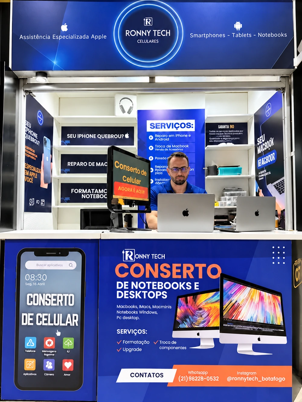 Atendimento da Ronny Tech no Stand 07 do Shopping Infomix Botafogo